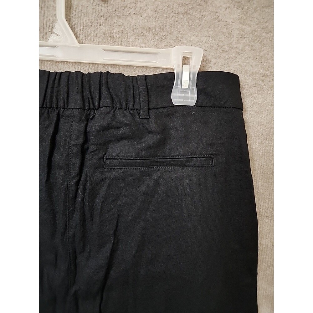 Old Navy Taylor Wide Leg Trouser Pants Women L Black Linen Blend Pleated NEW - Picture 6 of 9
